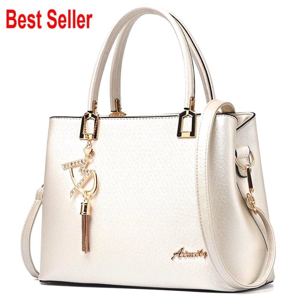 PU Leather Tote Satchel Shoulder Bag with Removable Strap